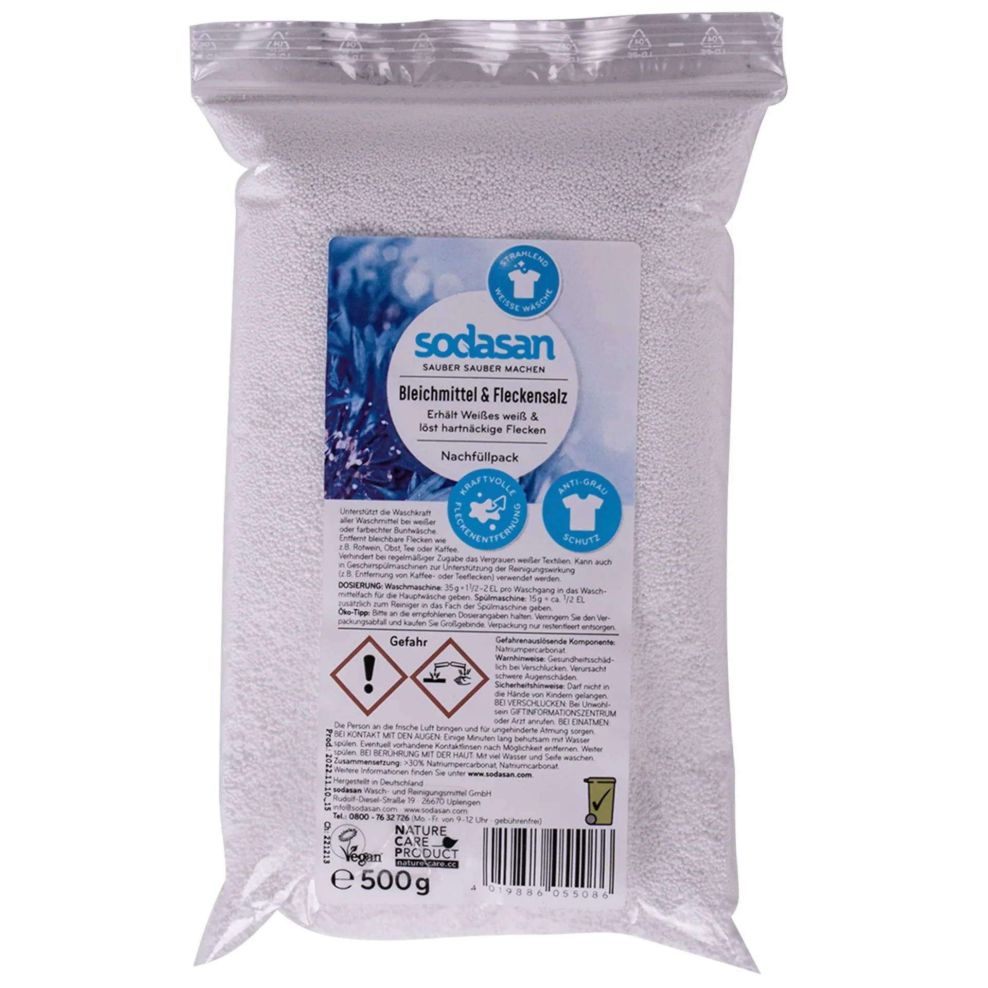 SODASAN Bleichmittel & Fleckensalz 500 g PE-Nachfüllbeutel
