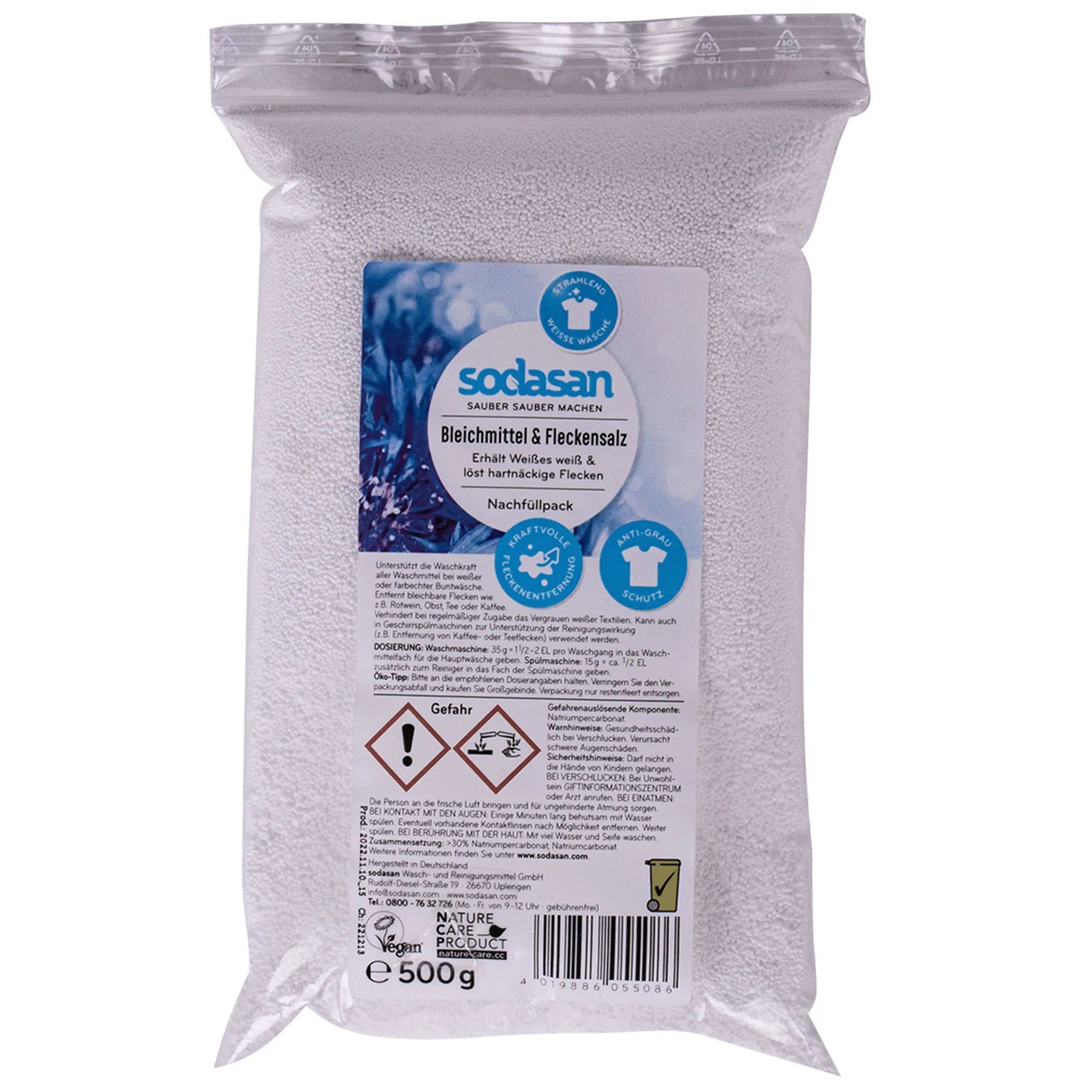 SODASAN Bleichmittel & Fleckensalz 500 g PE-Nachfüllbeutel