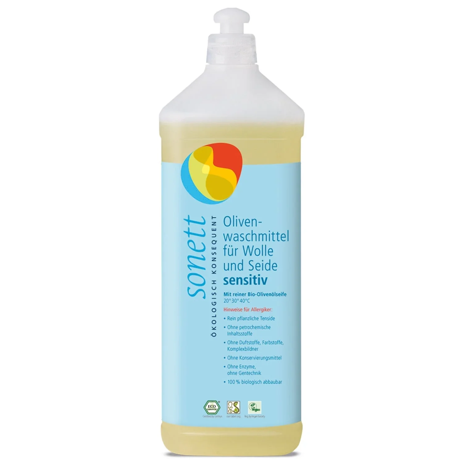 SONETT Waschmittel flüssig Olive 1 Liter SENSITIV für Wolle & Seide