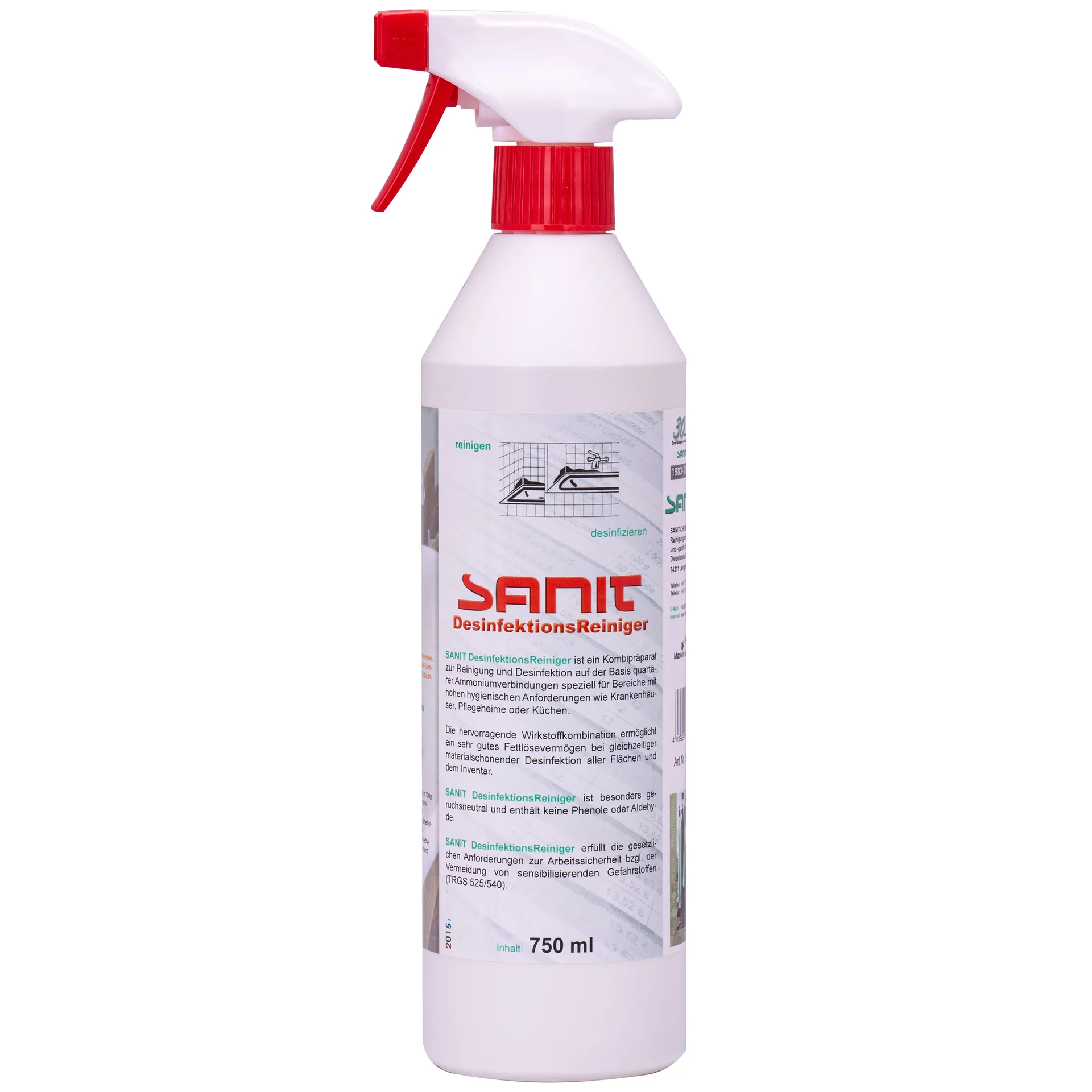 SANIT Desinfektionsreiniger 750 ml mit Sprühkopf