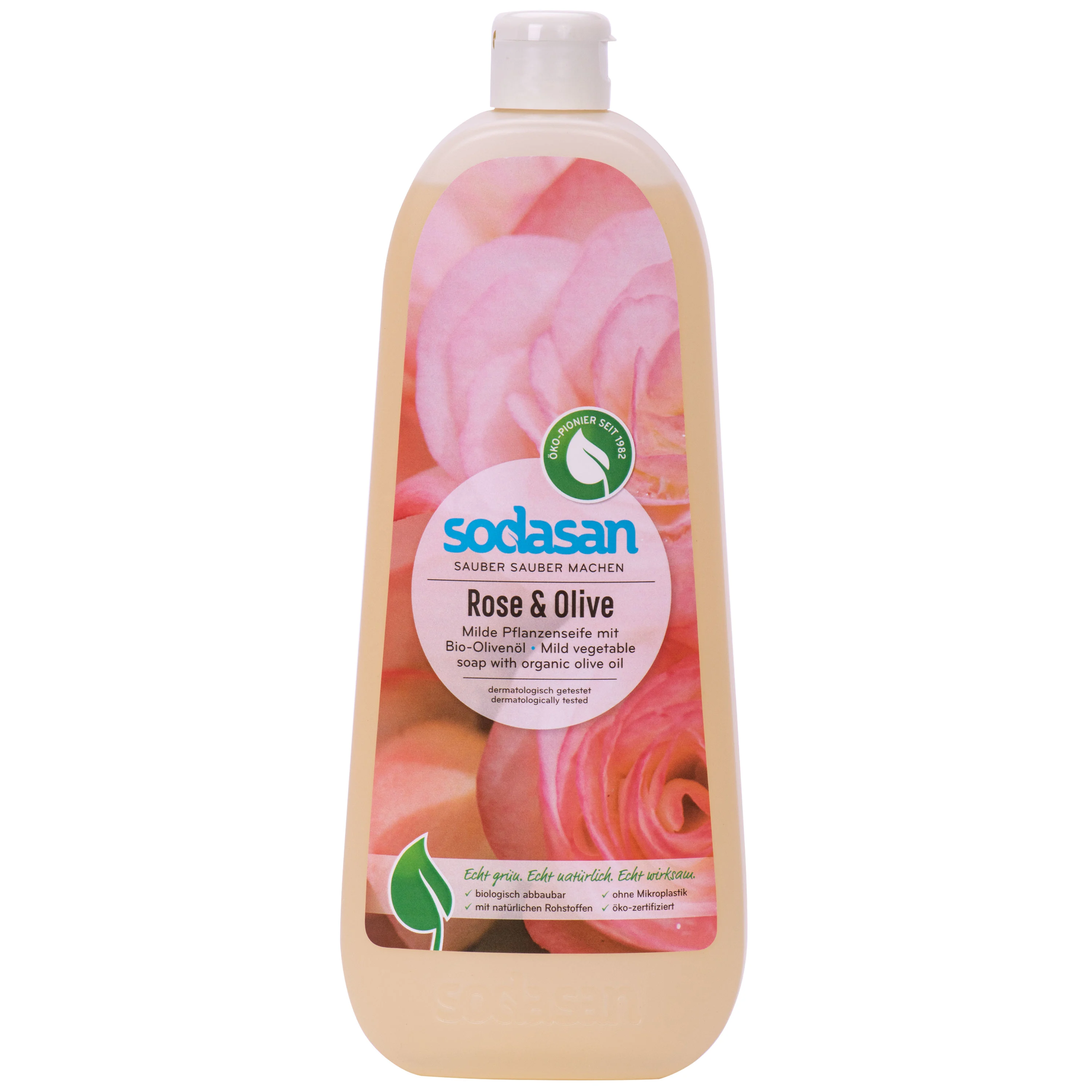 SODASAN Flüssigseife Liquid Rose-Olive 1 Liter Pflanzenseife