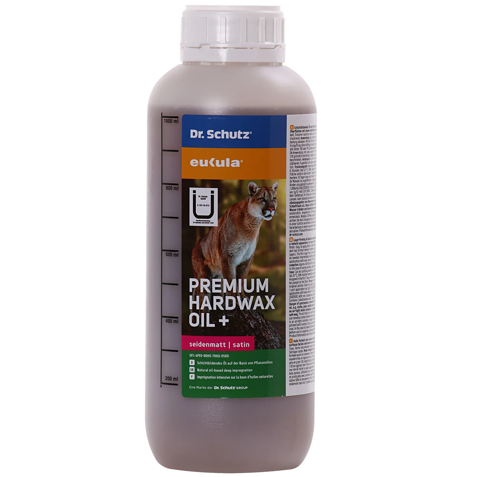 DR. SCHUTZ Premium HardWax Öl+ seidenmatt 1 Liter reicht für 10 m²