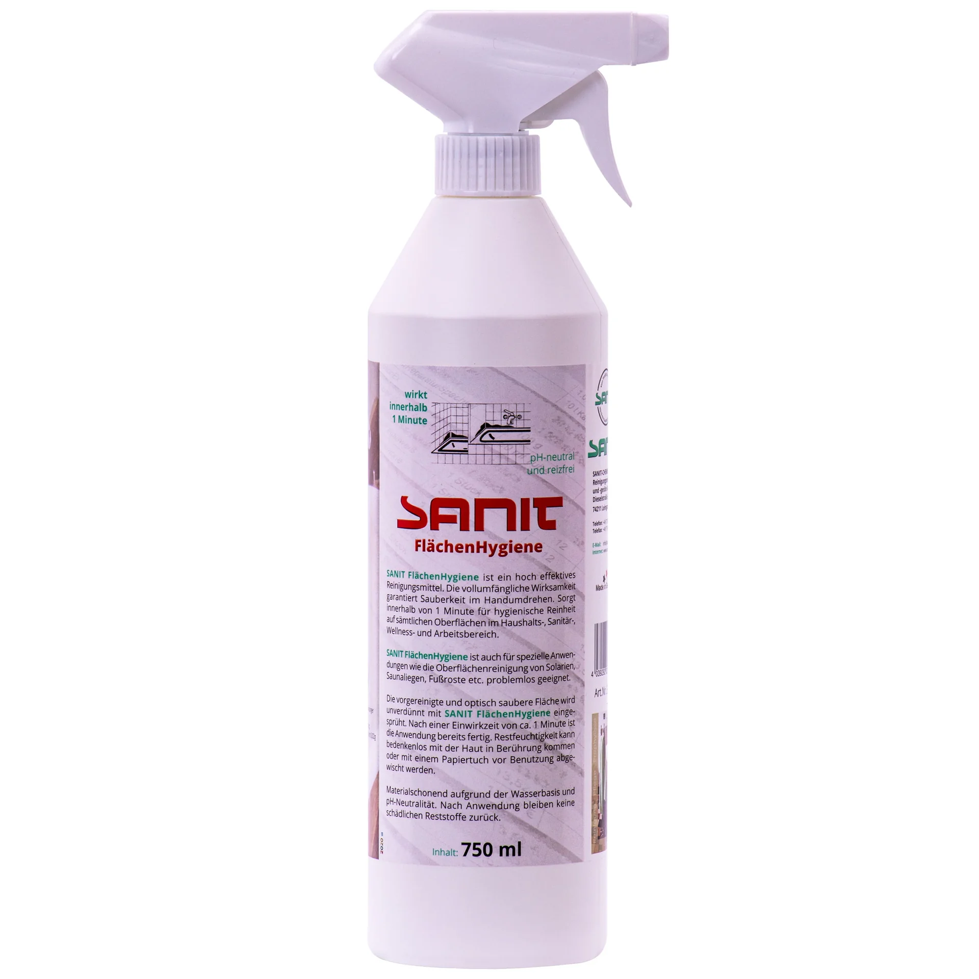 SANIT FlächenHygiene 750 ml Flächendesinfektion mit Sprüher