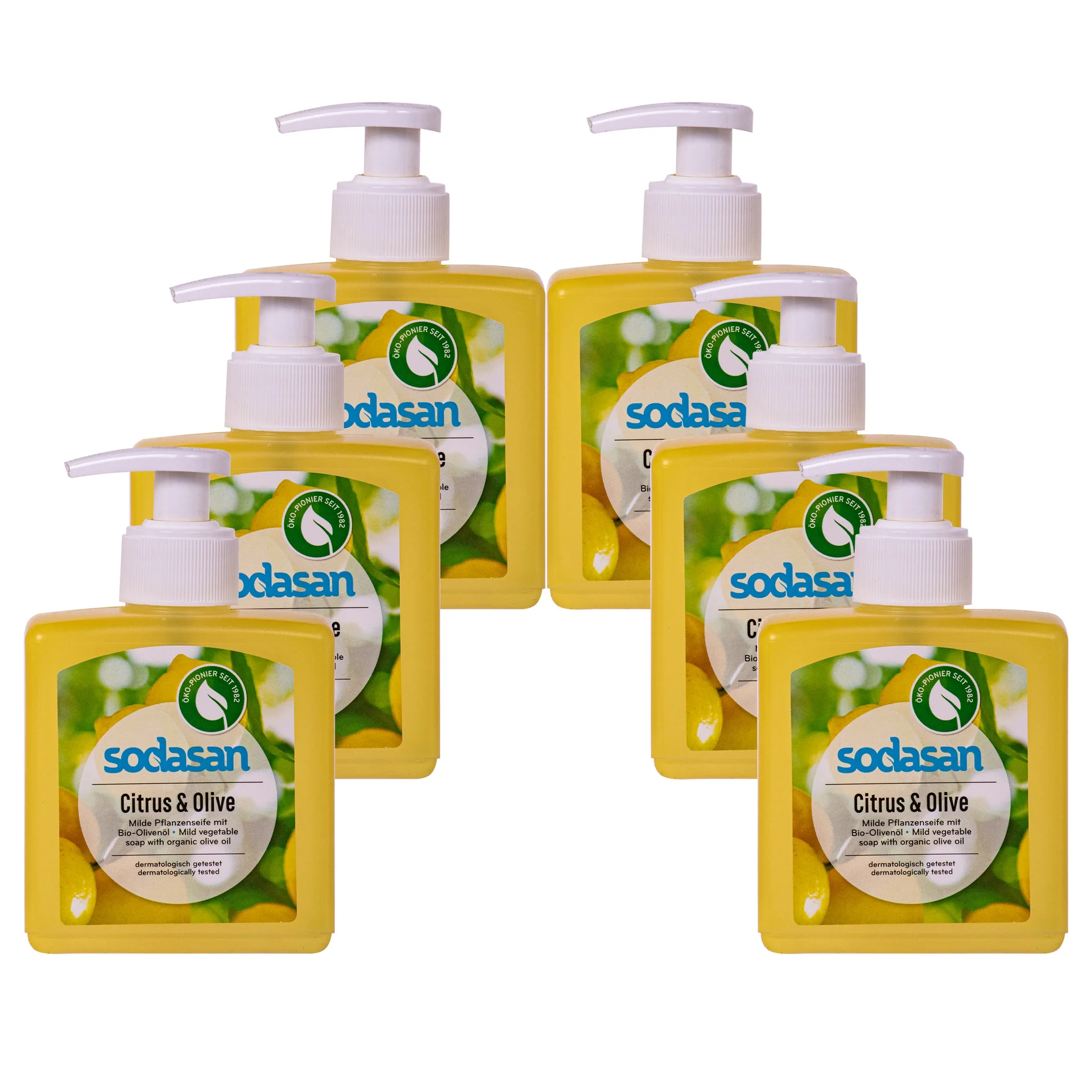 SODASAN Flüssigseife Liquid Citrus-Olive 6 x 300 ml Pflanzenseife