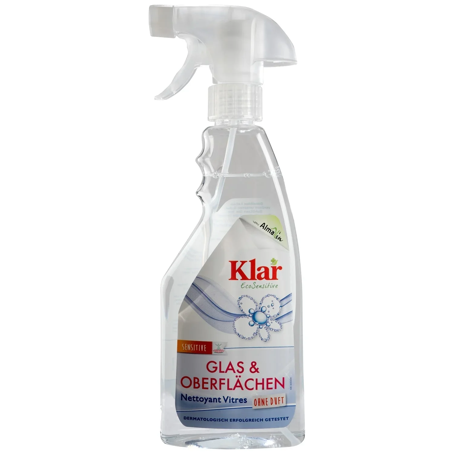 KLAR Glas- und Oberflächenreiniger 6 x 500 ml ohne Duft mit Schaumsprayer