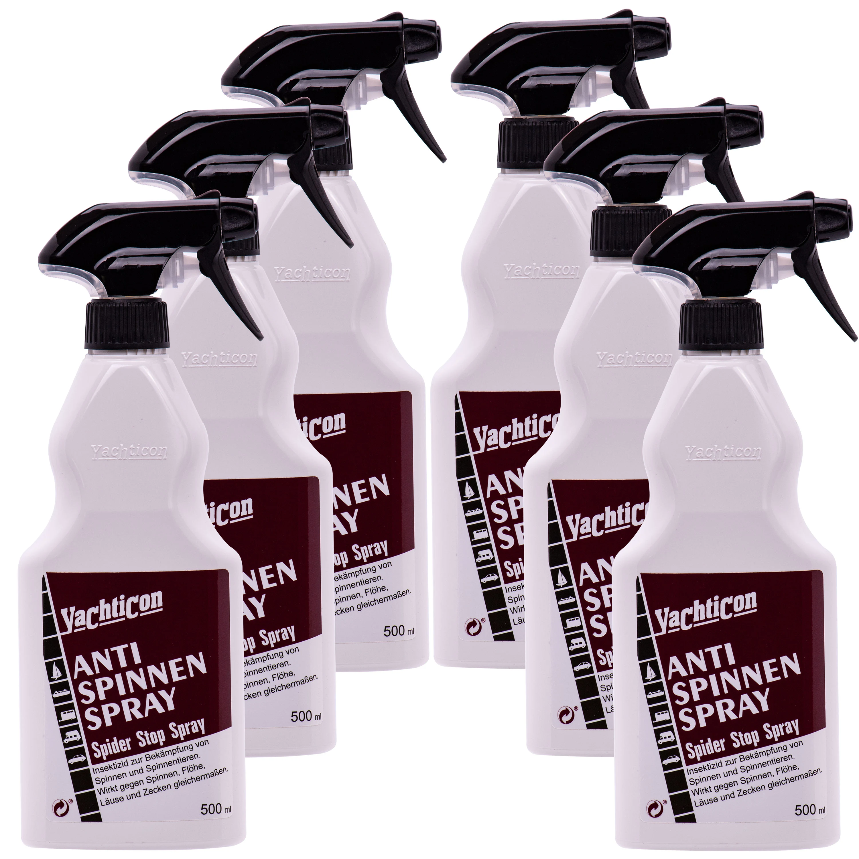 YACHTICON Anti Spinnen Spray 6 x 500 ml = 3 Liter