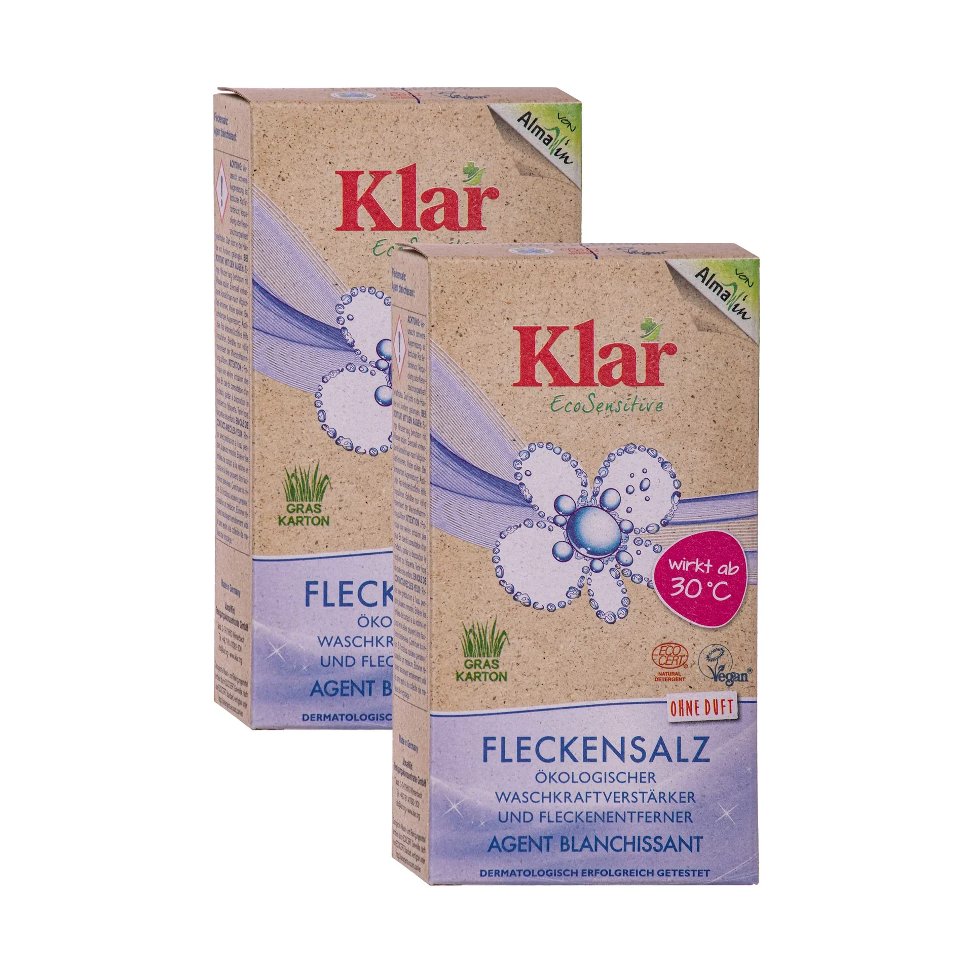 KLAR Fleckensalz 400 g x 2 gegen Flecken ohne Duft