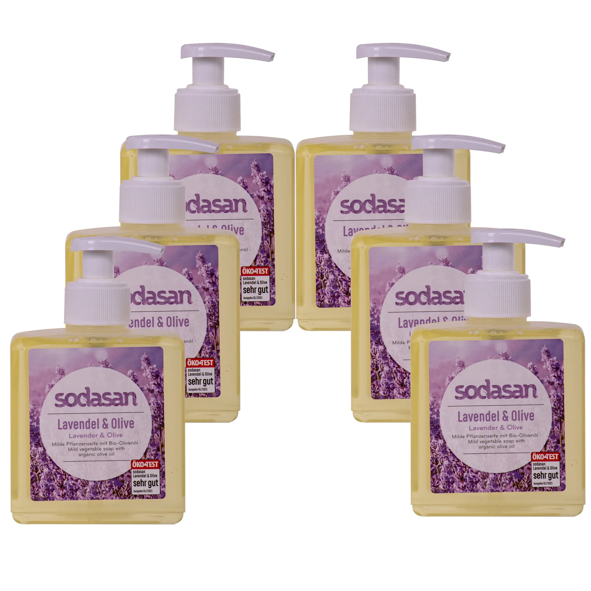 SODASAN Flüssigseife Liquid Lavendel-Olive 6 x 300 ml Pflanzenseife