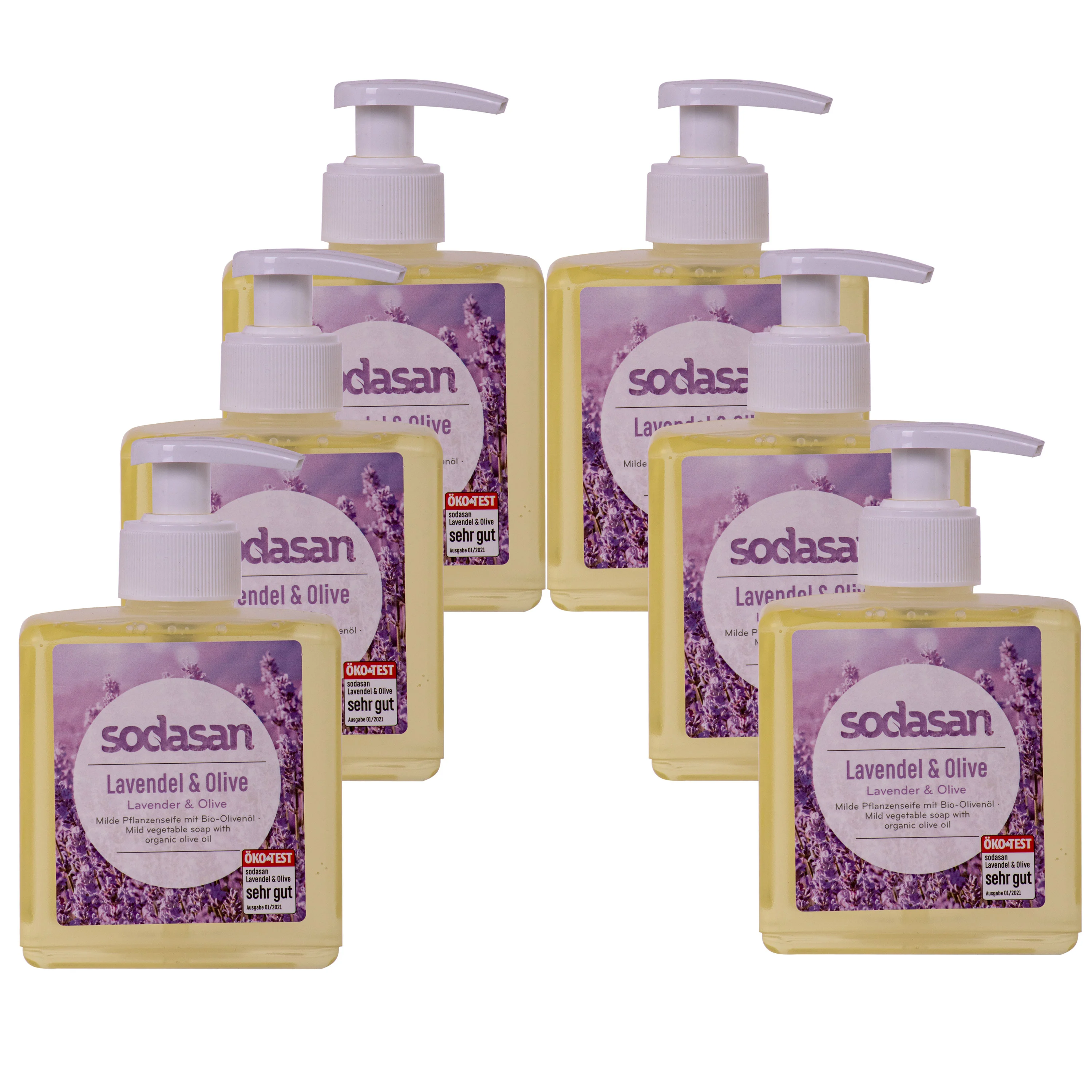 SODASAN Flüssigseife Liquid Lavendel-Olive 6 x 300 ml Pflanzenseife