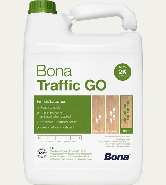 BONA TRAFFIC GO 2K-Parkettlackt 5 Liter und 1 Liter in verschiedenen Glanzgraden