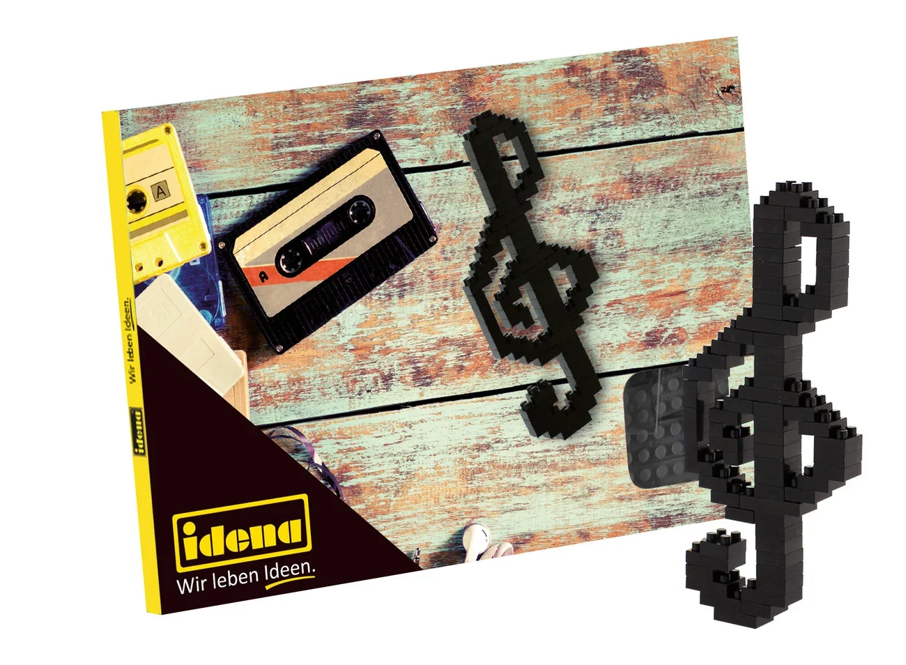 Idena, Minibausteine Postkarte - Spielwaren für Kinder und kreative Bastelprojekte, Art: Notenschlüssel