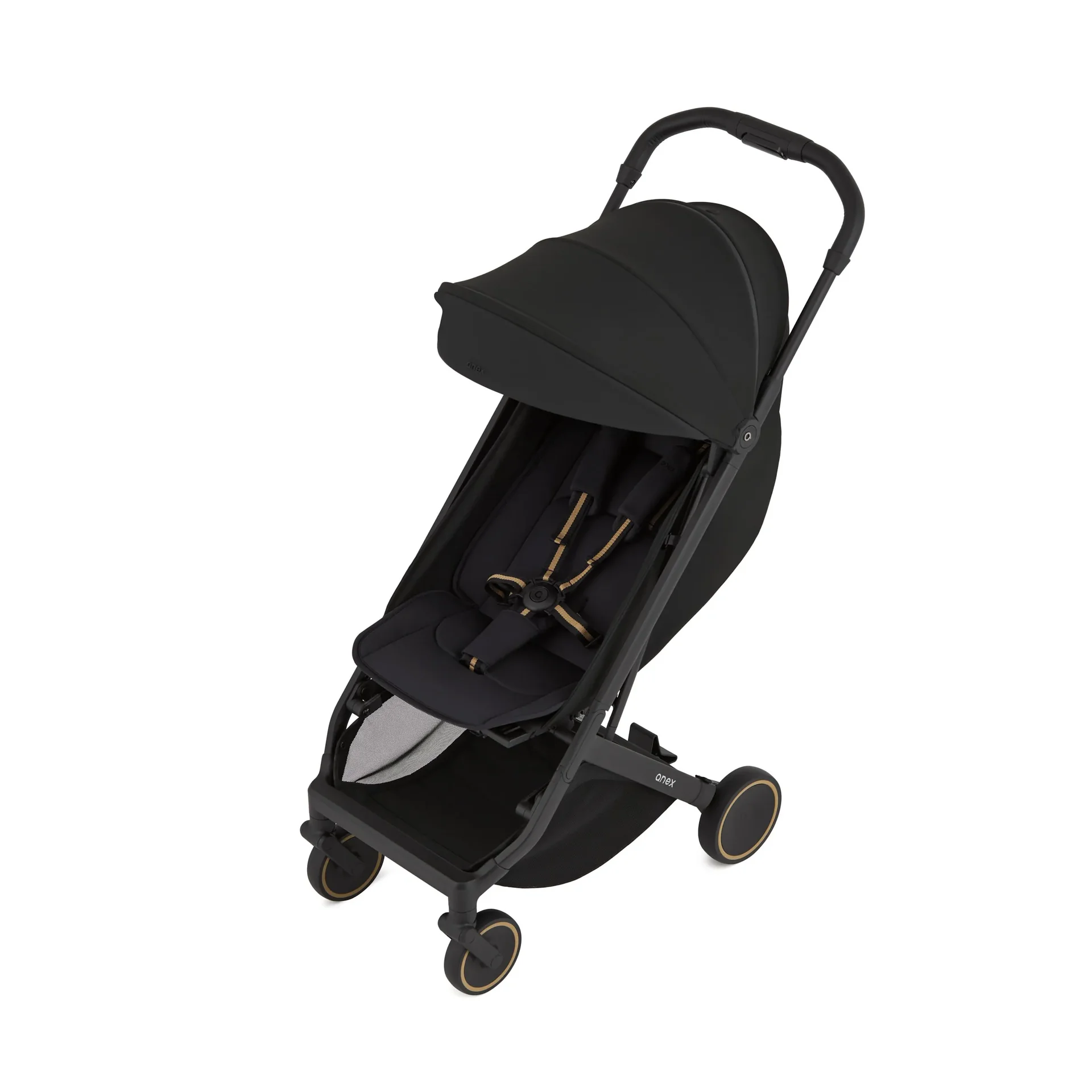Anex Kinderwagen Air-X², ultraleicht, kompakt faltbar, schwarz, ab Geburt, Aluminiumrahmen, Gelräder