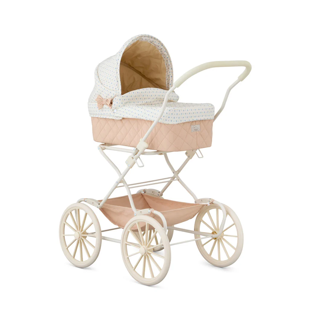 Puppenwagen Capri mit handgezeichnetetem Muster, Gummirädern und Faltfunktion