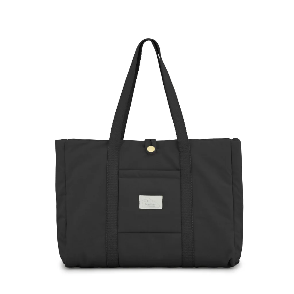 Faltbare Wickeltasche Cam Cam Schwarz mit Schultergurten und Kinderwagenbefestigung, OCS