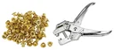 Profi Ösenzange, mit 100 Ösen goldfarbig