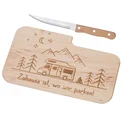 Schneidebrett "Camping" mit Messer