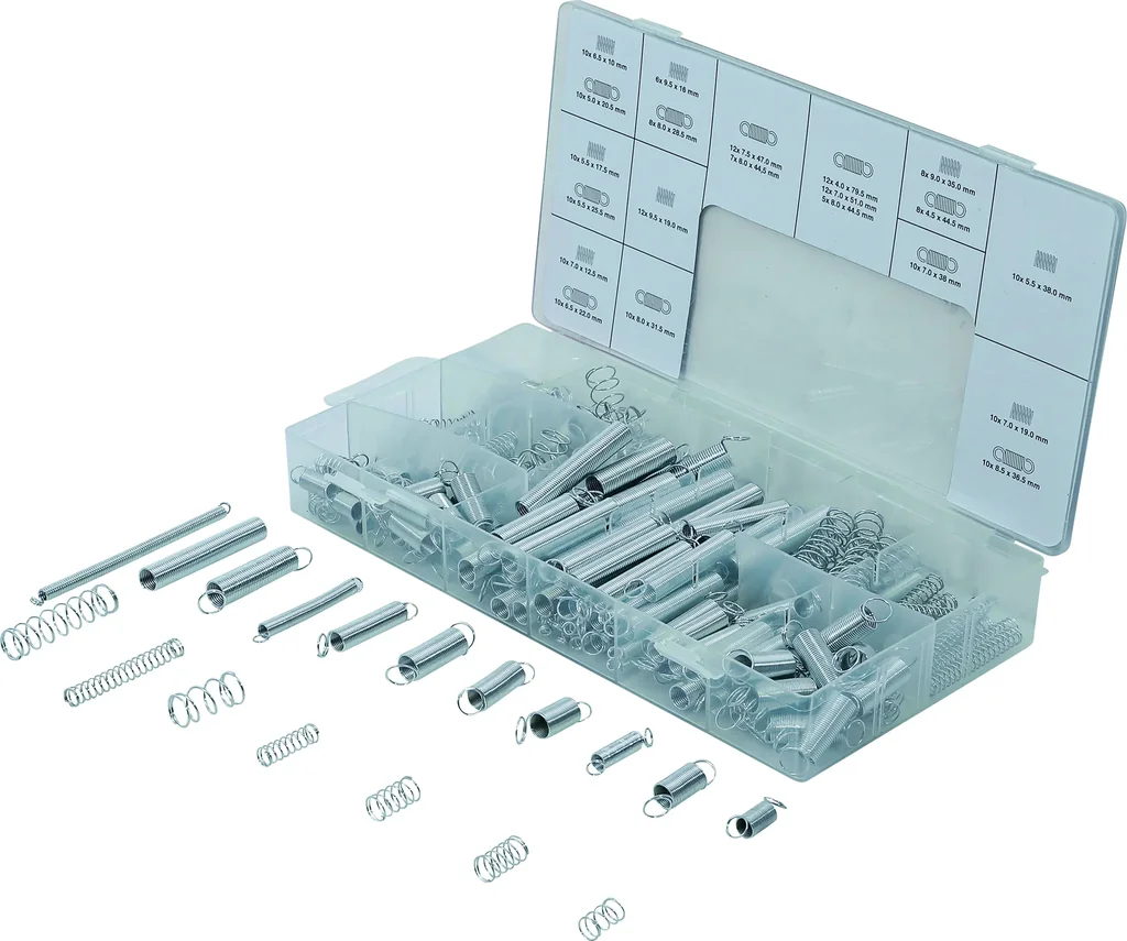 Federn-Sortiment, Zug- und Druckfedern, 200-tlg.