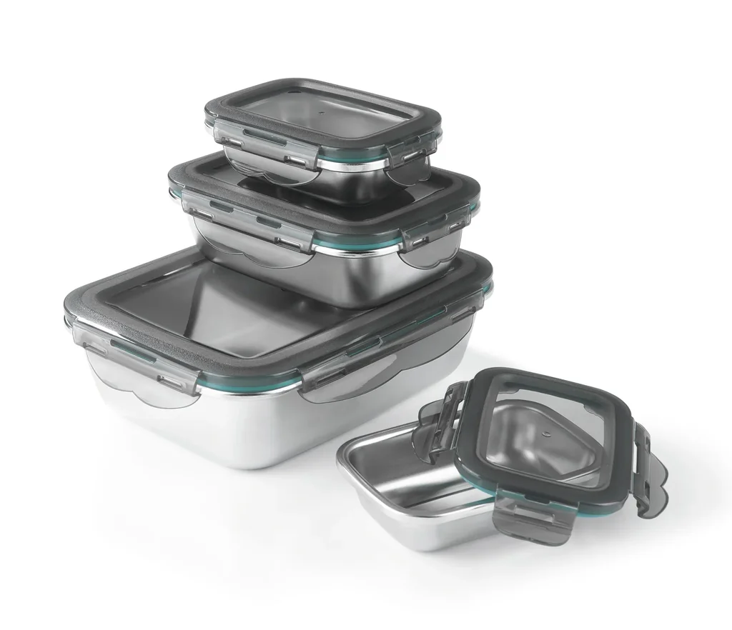 Edelstahl Frischhaltedosen-Set, 8-teilig - Mikrowellengeeignet!