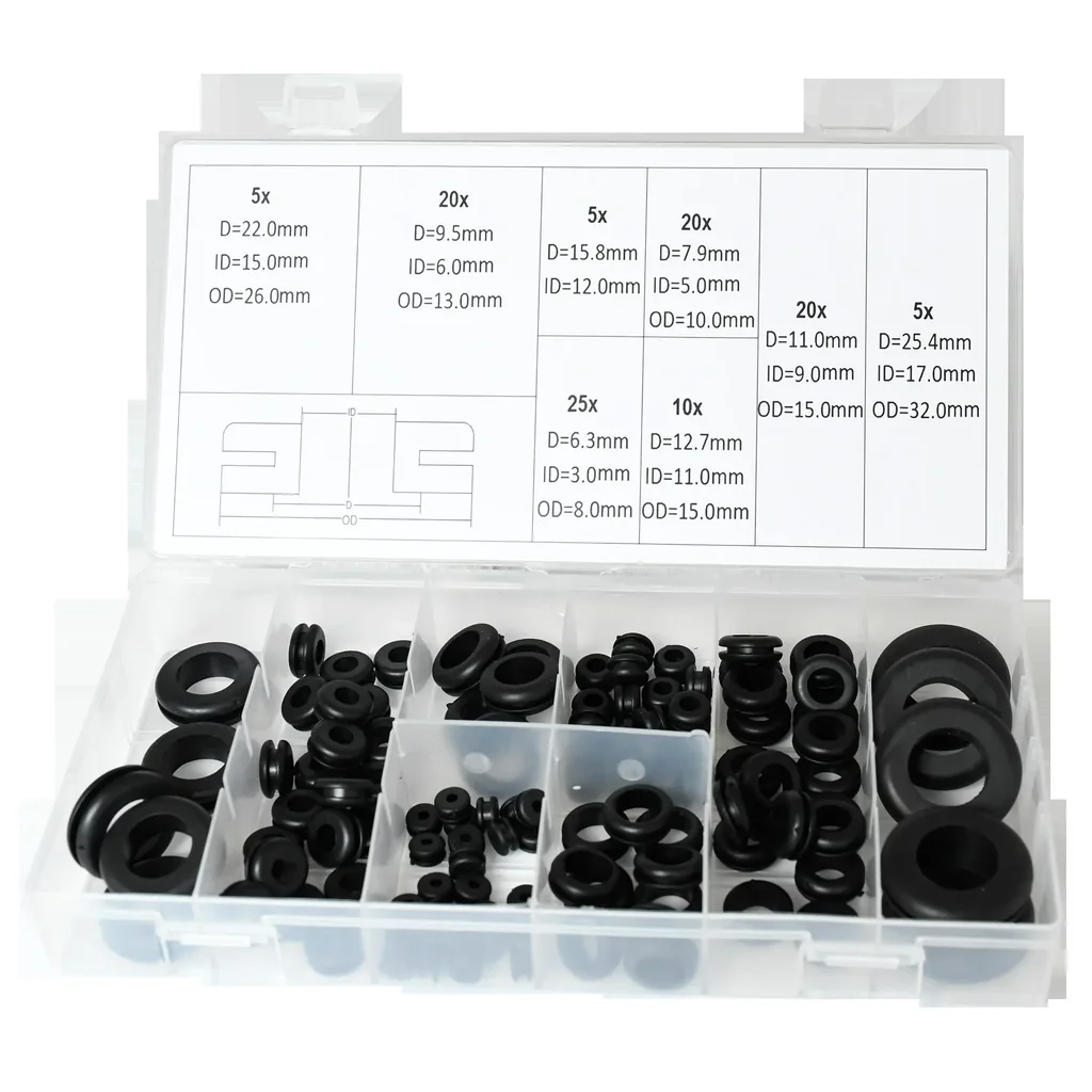 Gummi Durchgangstüllen Set, 110 teilig