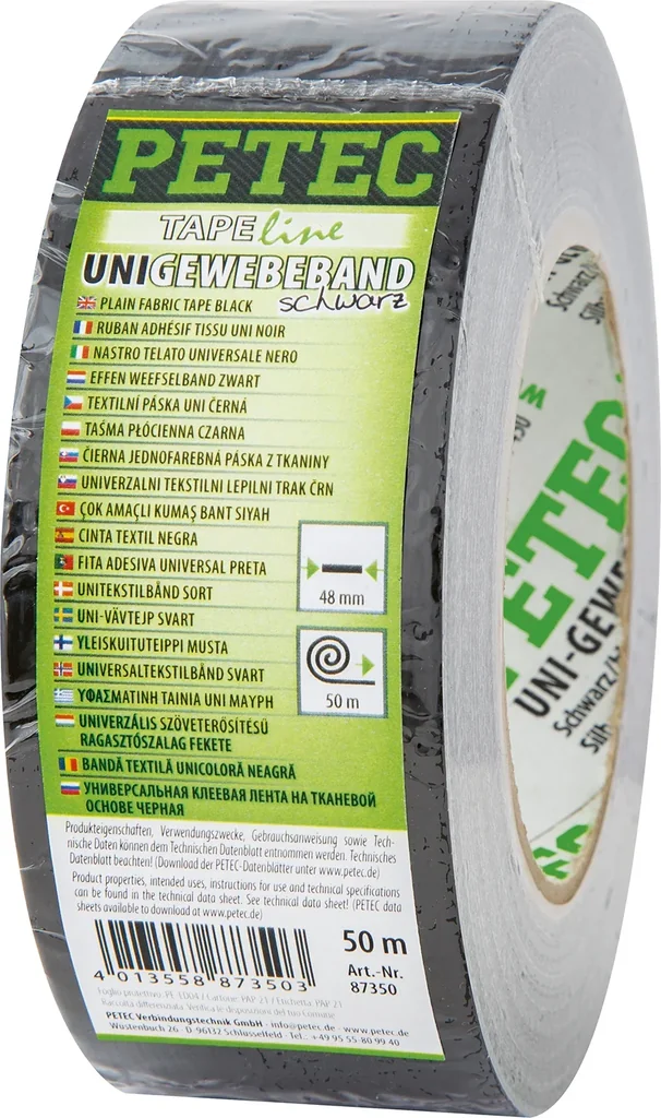 Uni-Gewebeband schwarz, 48 x 50 mm