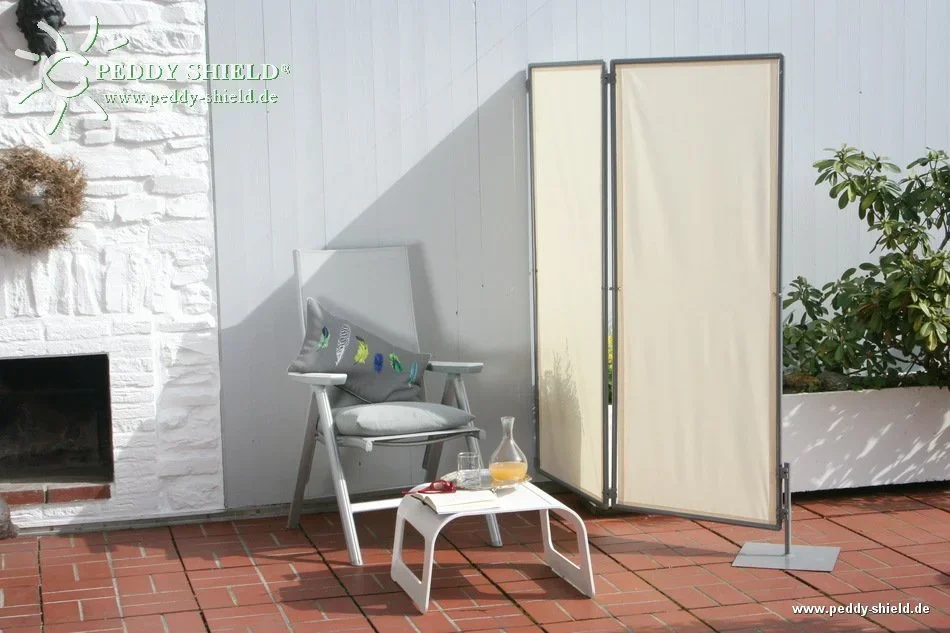 Paravent Sicht- und Windschutz 70x170 cm hell elfenbein