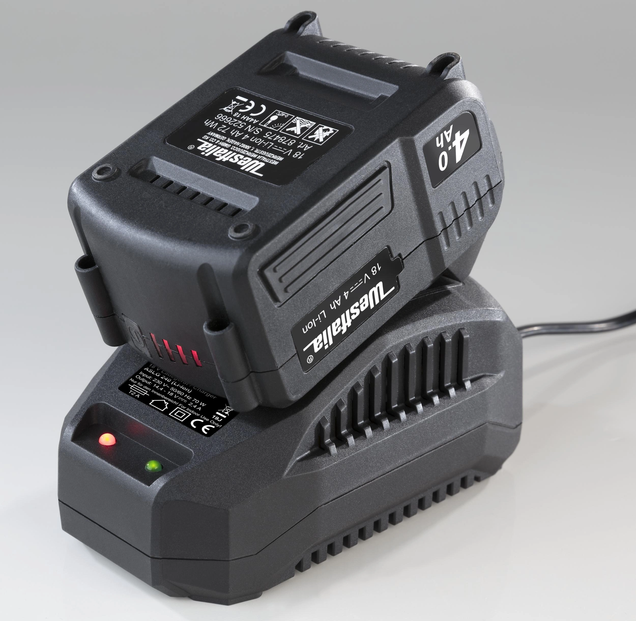 Starter Set 4 - 18 Volt Li-Ionen Familie: 1 x Akku 4,0 Ah + 1 x Ladegerät