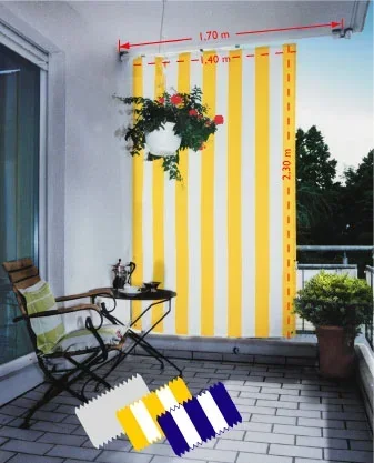 Senkrecht-Sonnensegel gelb-weiss 230 x 140cm