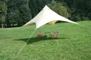 Viereck-Sonnensegel für Camping mit Stangen, sand, 400 x 400 cm