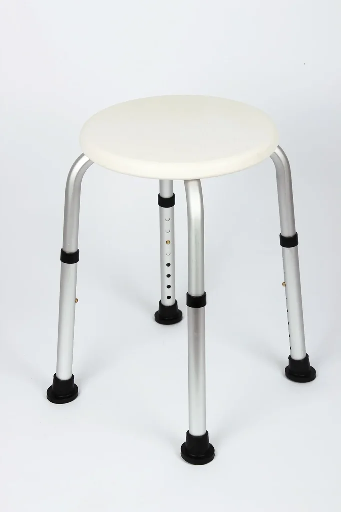 Dusch-Hocker, höhenverstellbar, Weiß/ Silberfarben