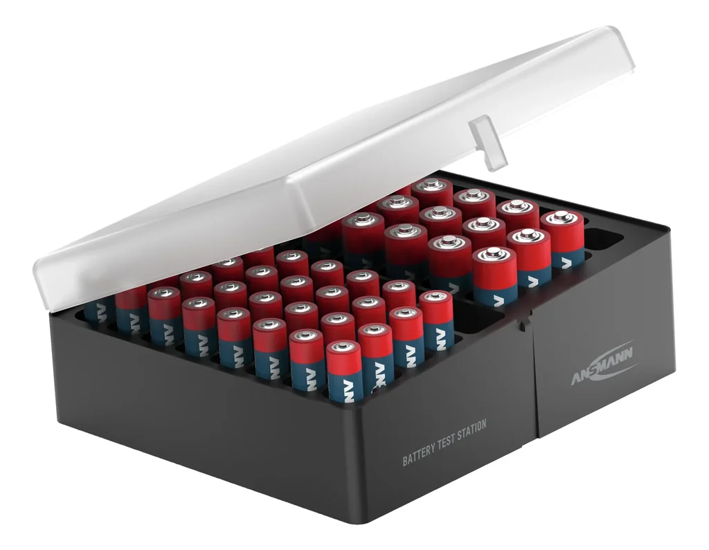 Aufbewahrungsbox für bis zu 56 Zellen, inklusive 52 Batterien