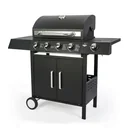 Gasgrill „San Angelo“ 4 + 1 Brenner, Schwarz