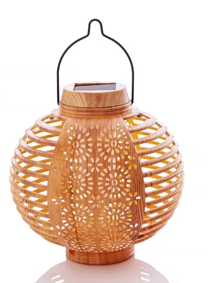 Solar-Laternen "Flame" Bambus, 2er-Set