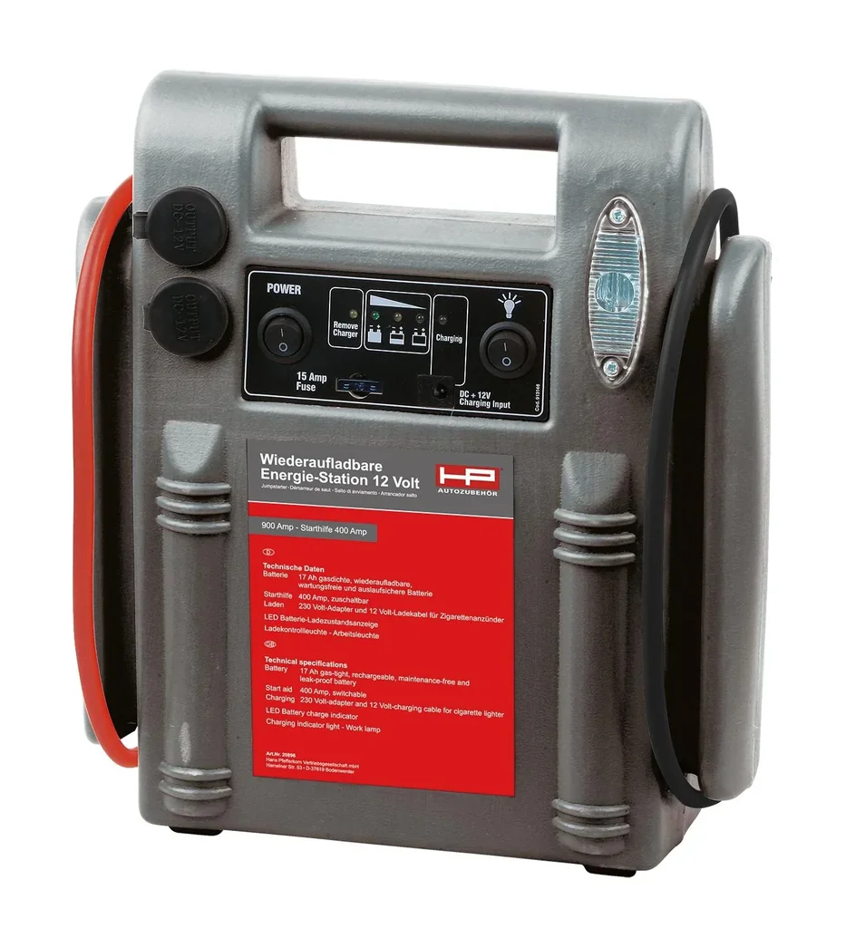 Powerpack 900 A - 15 AH - 12 Volt - 3 in 1 - Starthilfe - Arbeitsleuchte - Energie-Station
