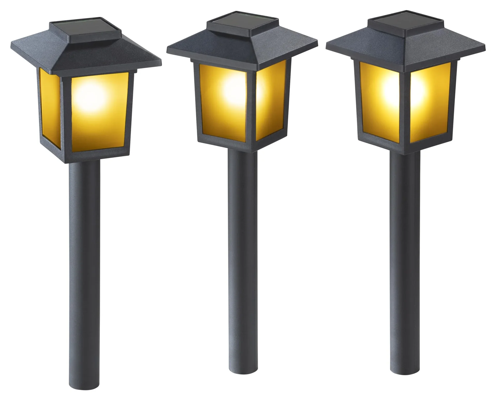 Solar Laterne mit Flammeneffekt, 3er-Set