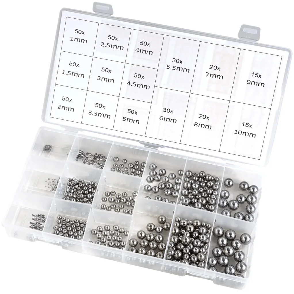 Edelstahl Kugellager-Kugeln Sortiment, 580 teilig