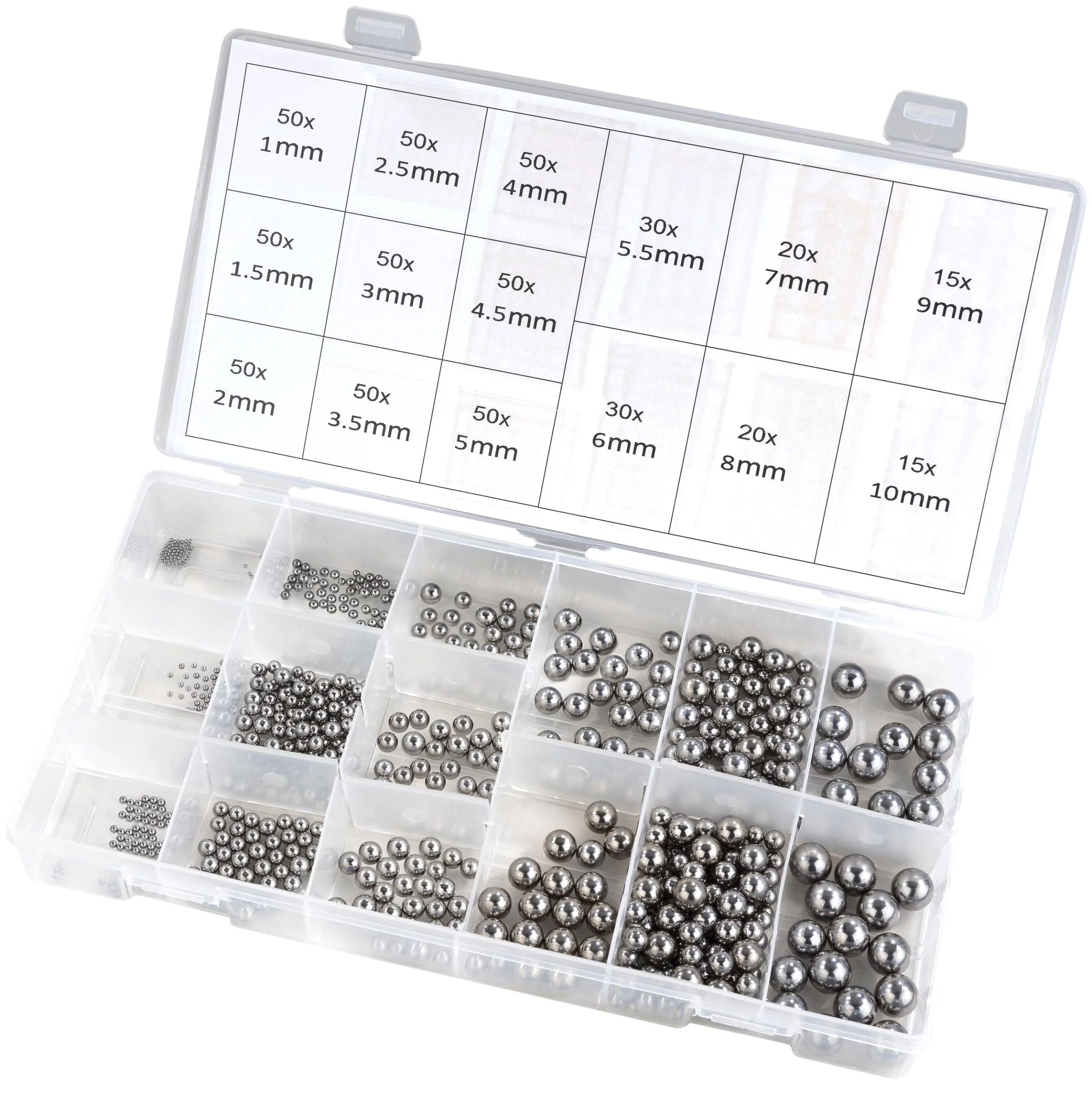 Edelstahl Kugellager-Kugeln Sortiment, 580 teilig