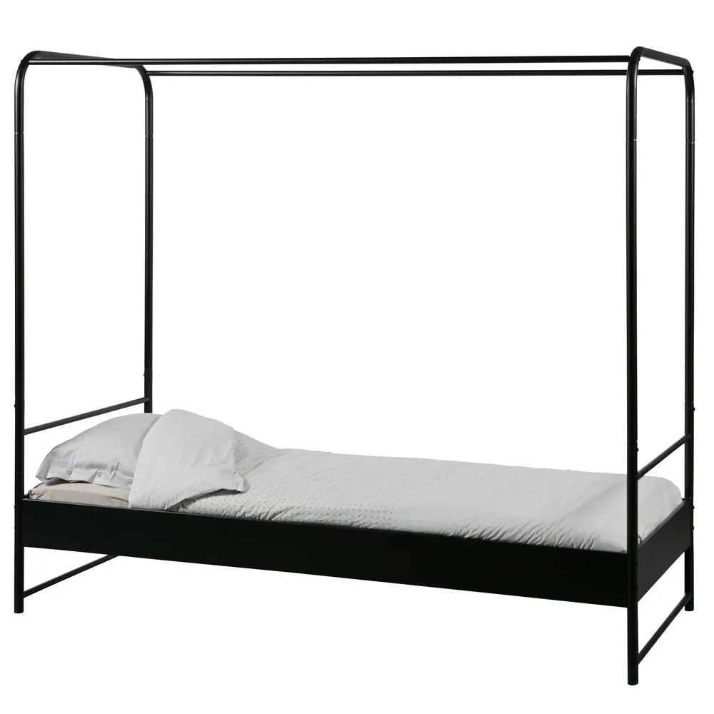 WOOOD Metall Himmelbett schwarz 90 x200