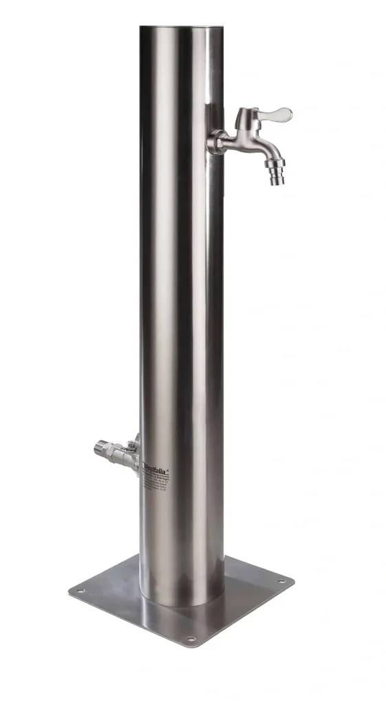 Wasserzapfsäule aus Edelstahl mit 2 Auslaufhähnen