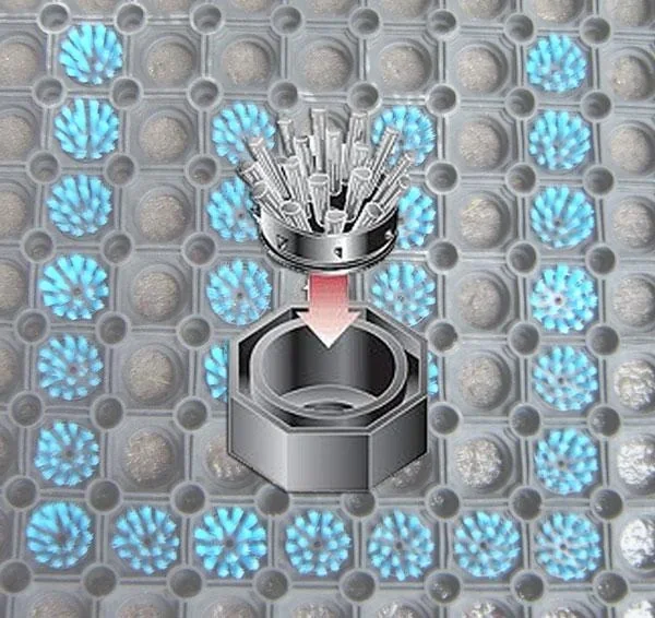 Einsatzbürsten für Gummi Ringmatte, 10er Satz, Farbe blau