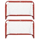 Fußballtore, Fußballnetz, 2er Set Minitore, Faltbar, Stahl(Q195), Tetrolon, Rot, 90 x 36 x 60 cm