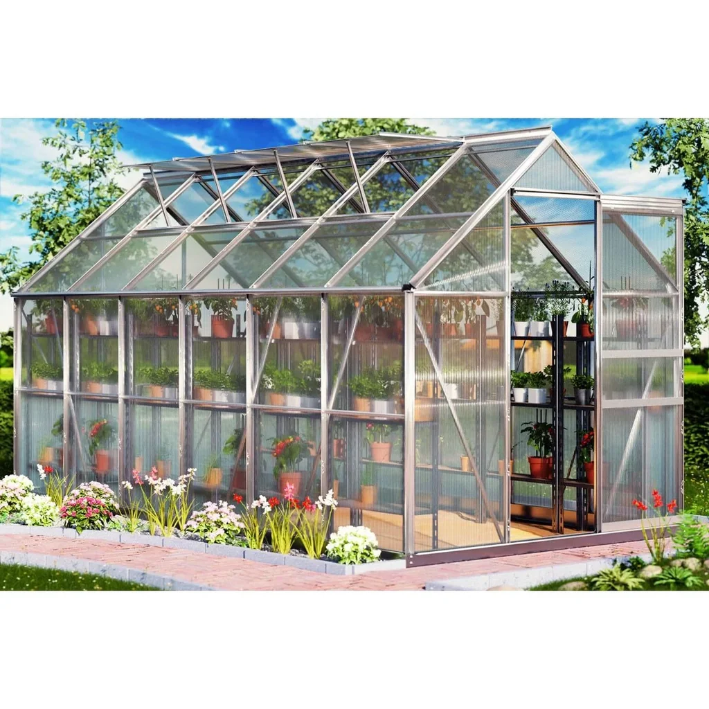 Aluminium-Gewächshaus 11,73 m³ mit 4 Oberlichtern