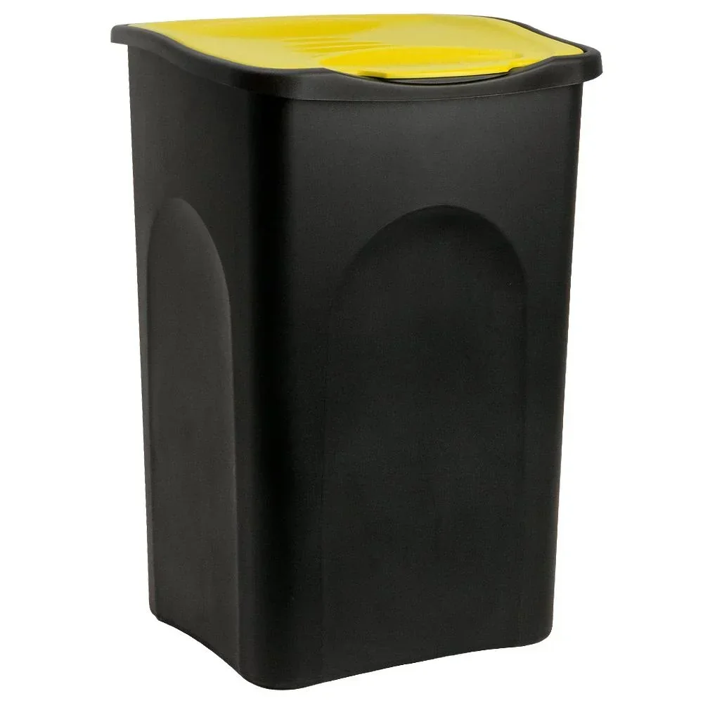 Mülleimer schwarz/gelber Kunststoff 50L