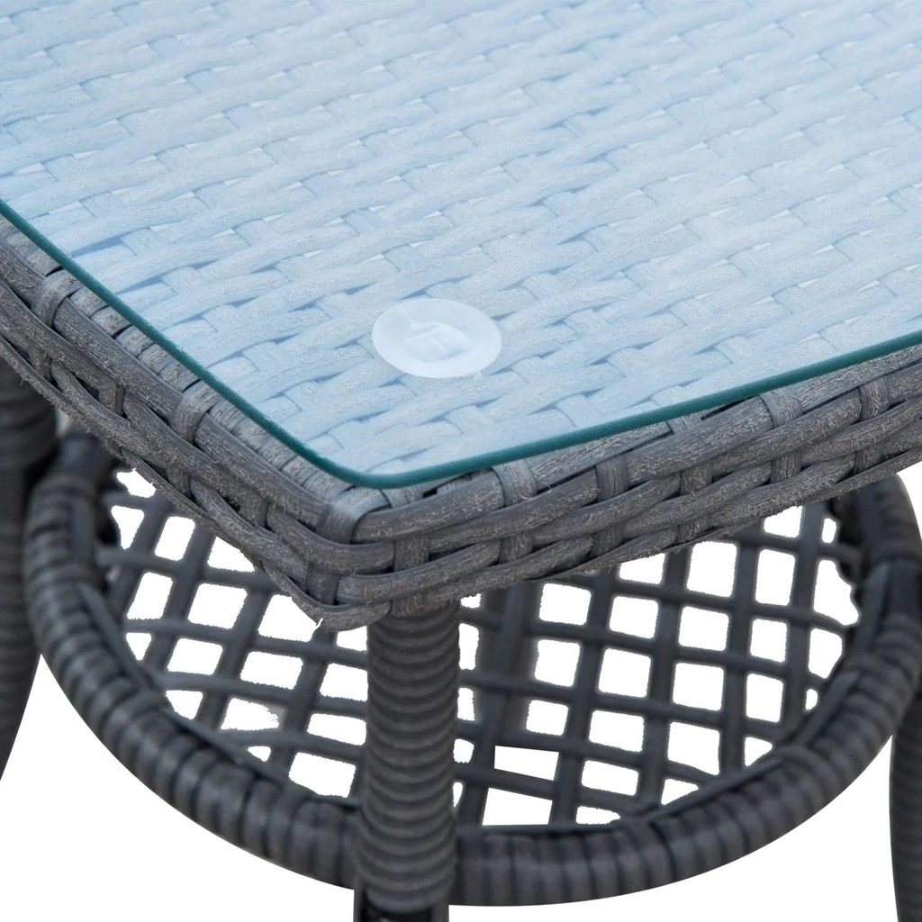 Gartensitzgruppe 3-tlg, Polyrattan Gartenset Rattanmöbel Grau mit Sitzkissen