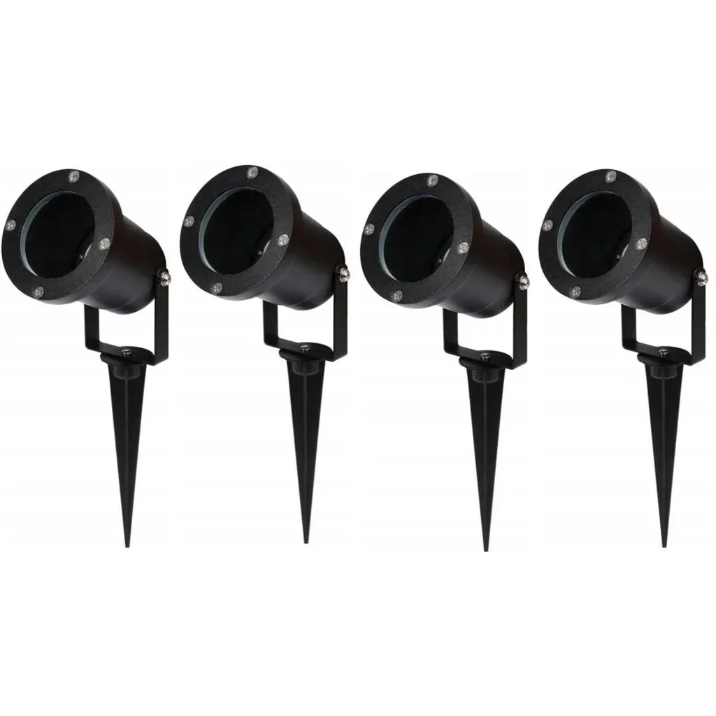 Gartenscheinwerfer GU10 - 4 Stück - IP54 - Schwarz - 35W - Drehbarer Kopf