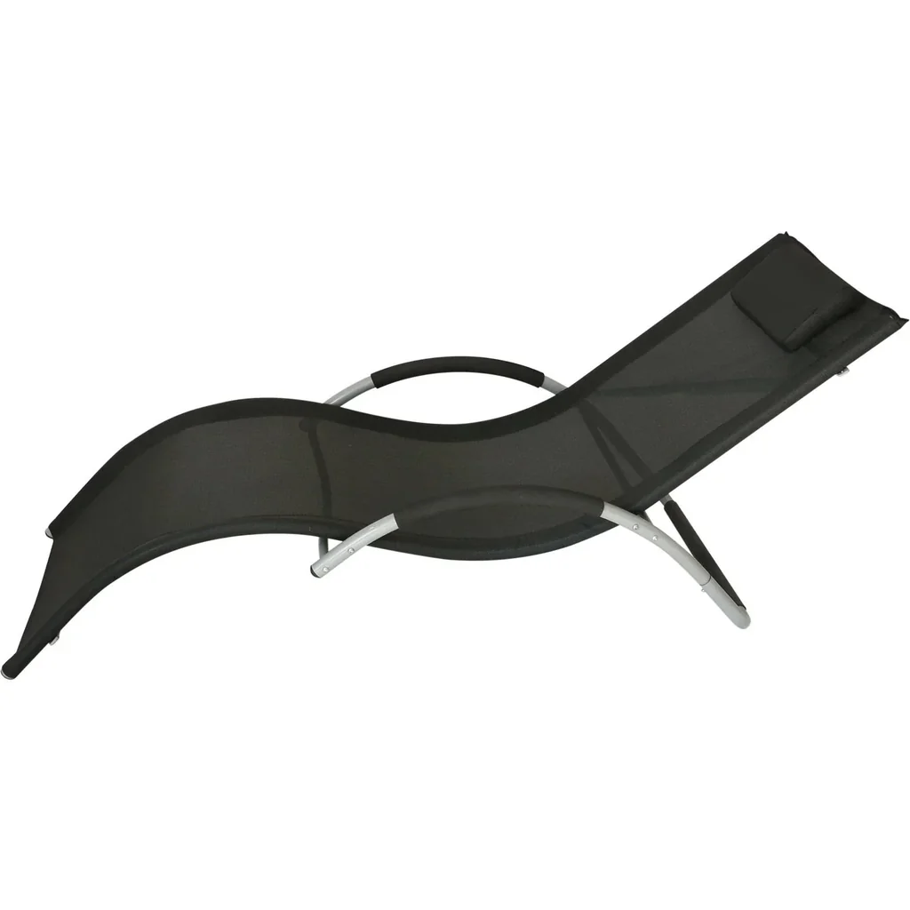 Gartenliege Sonnenliege mit Kissen Relaxliege ergonomisch wetterbeständig Aluminium Schwarz 168 x 63 x 68 cm