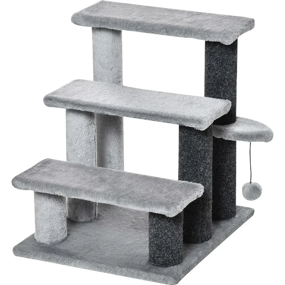Haustiertreppe mit Kratzsäulen grau