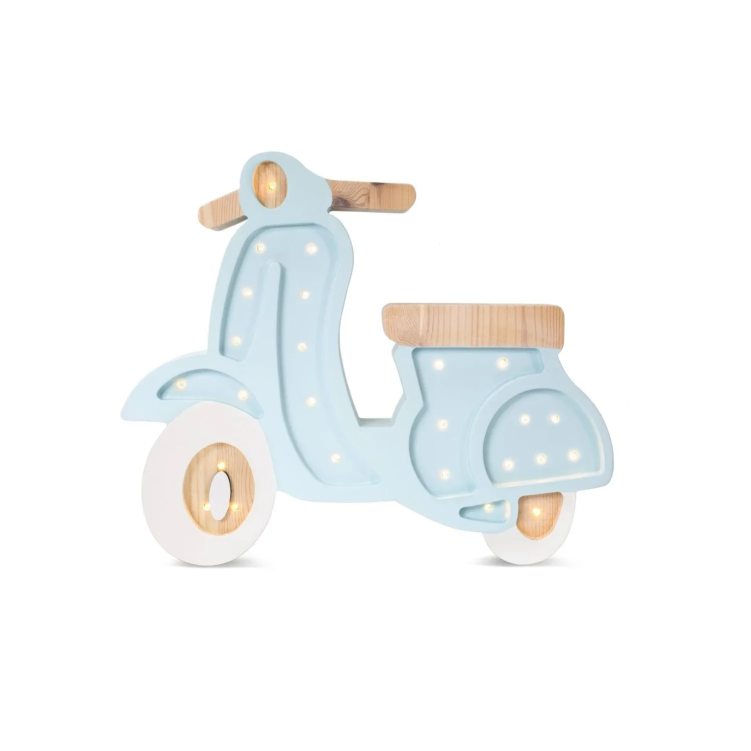 Little Lights Nachtlicht Kinder, Nachtlampe Vespa-Roller - 100% Kiefernholz natur, Farbe: Azzurro