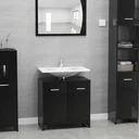 Badschrank 60x33x58 cm Spanplatte Hochglanz schwarz