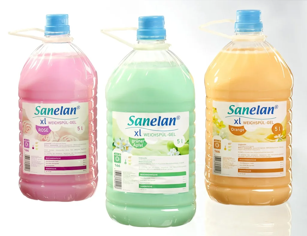 Weichspülgel grüner Apfel, 5 l inklusive Dosierbecher und Auslaufhahn