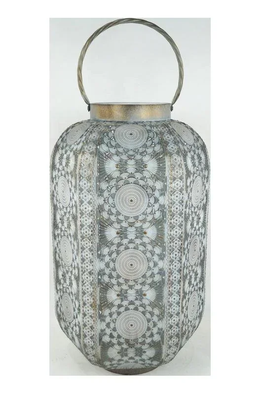 Laterne aus Metall Antik mit Glaseinsatz